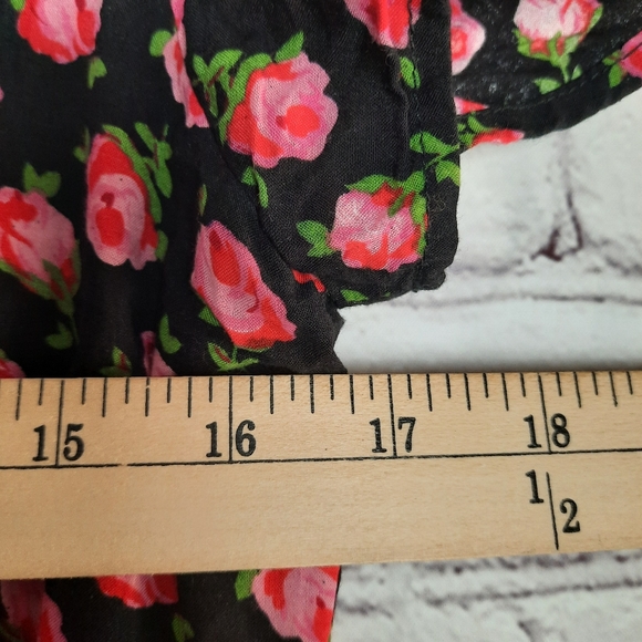 TOBI Black Red Floral Print Mini Dress Size M - Picture 14 of 15